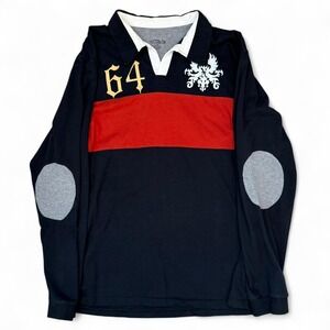 Crazy Shirts Long Sleeve Striped Polo Rugby Shirt Men's Size XXL Academia Preppy